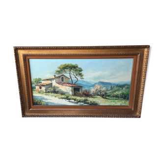 Oil on canvas landscape of mediterranean