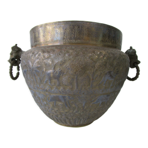 ancien cache pot en cuivre - birman
