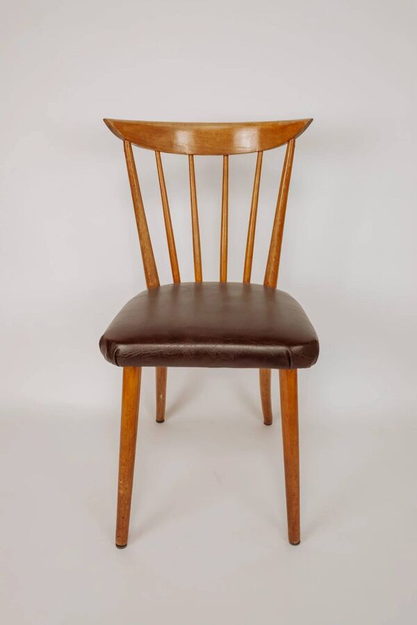 Lot de 4 chaises de salle à manger vintage à barreaux en bois