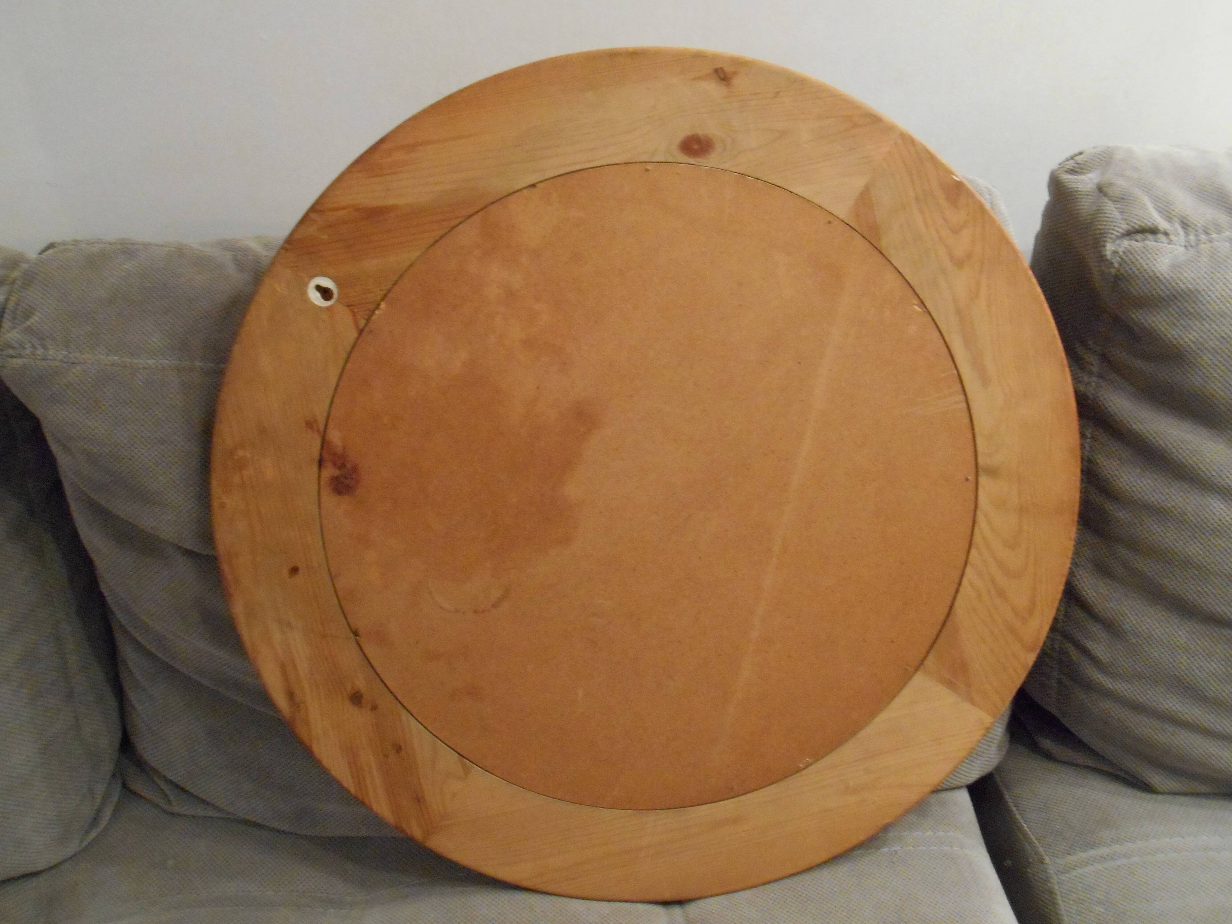 Round mirror round wood 80 - 60x60cm