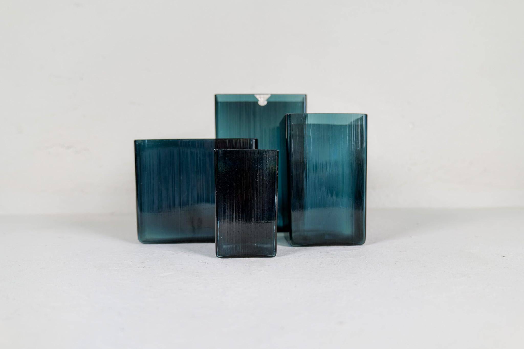 Midcentury Modern collection of ten "Ice" vases by Gullaskruf, Sweden, 1960s.