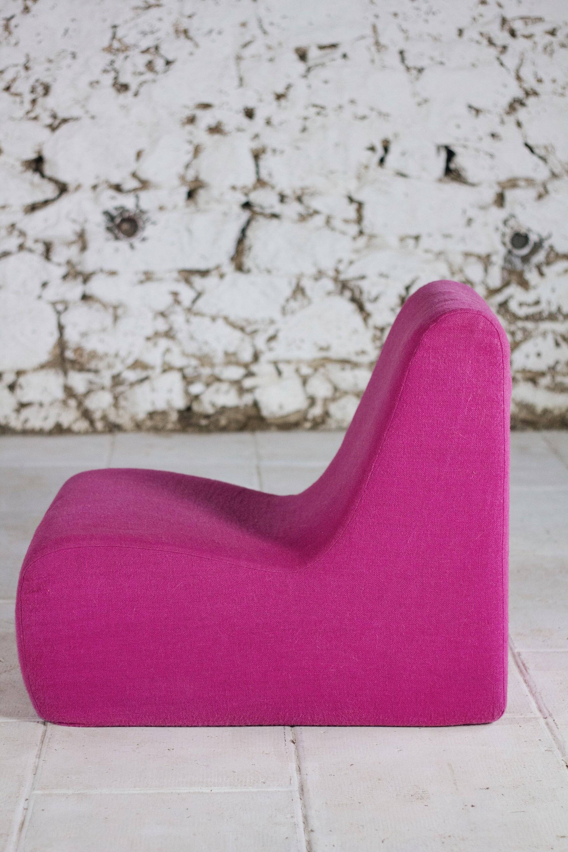 Pink wool armchair, 1970