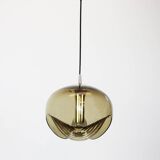 One of the four large smoked glass pendants by Peill & Putzler, Germany, 1970s.