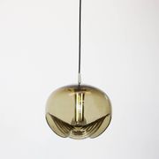 One of the four large smoked glass pendants by Peill & Putzler, Germany, 1970s.
