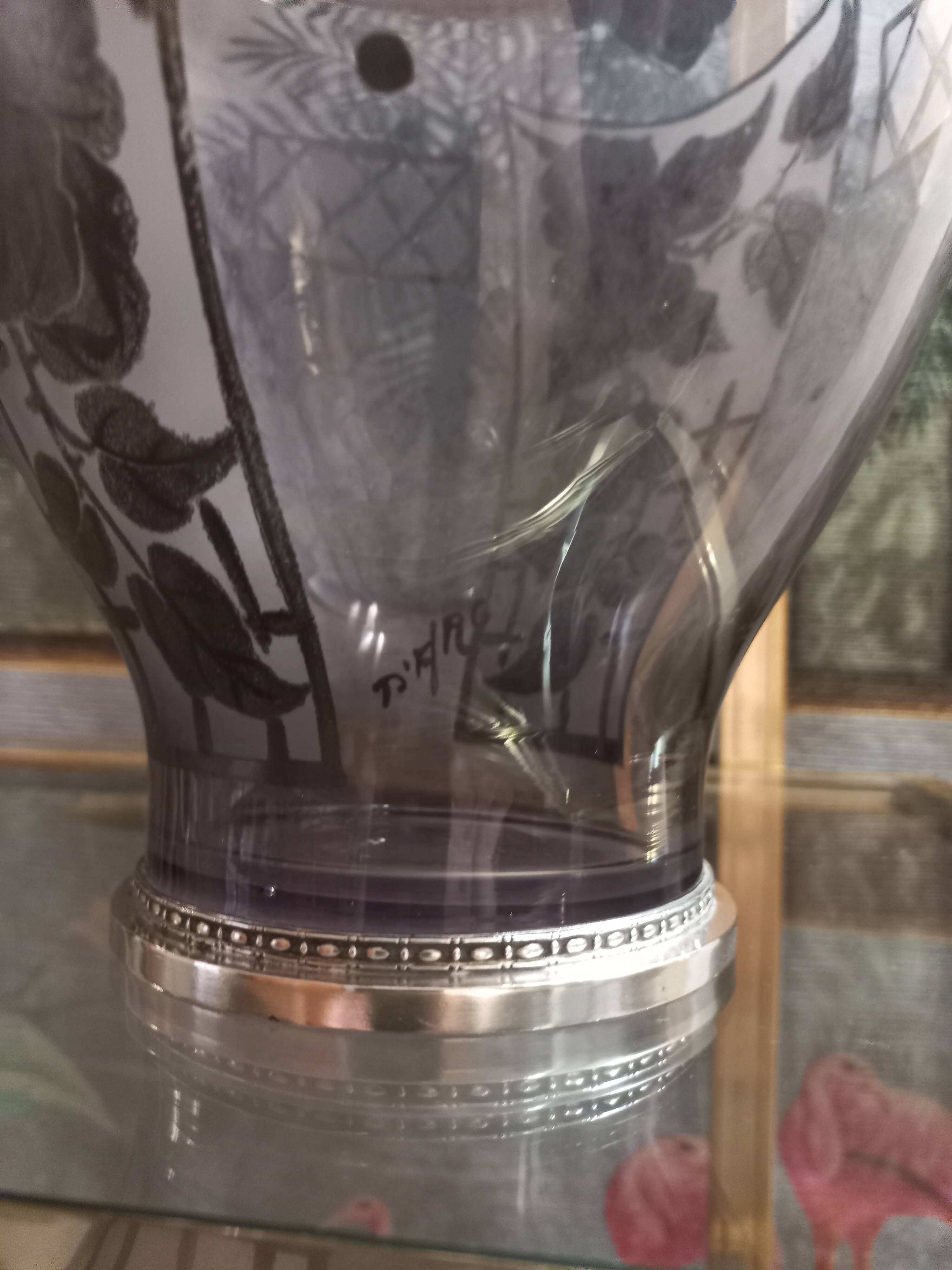 Art Deco vase in glass and silver metal