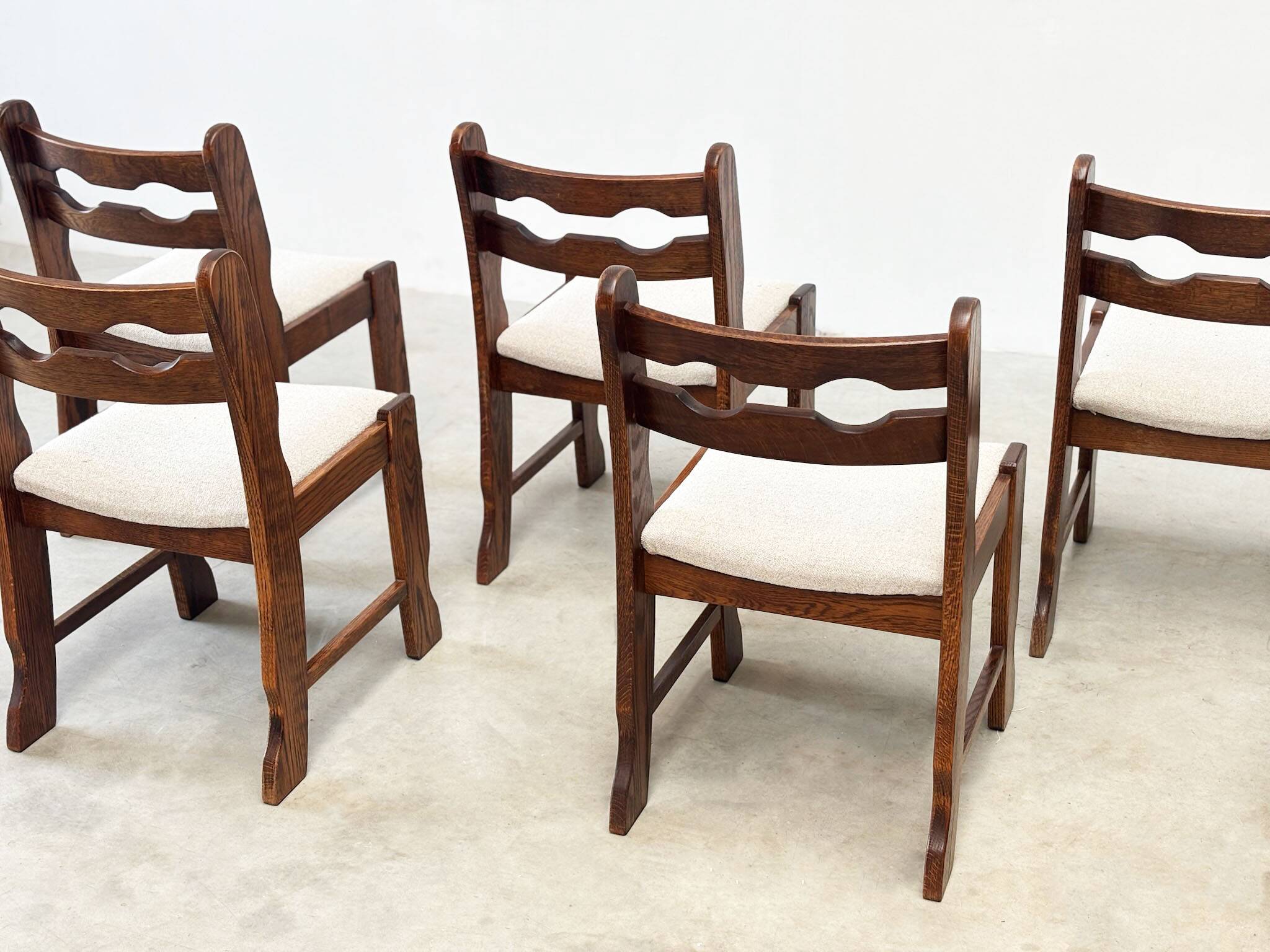 Set of six Razorback dining chairs