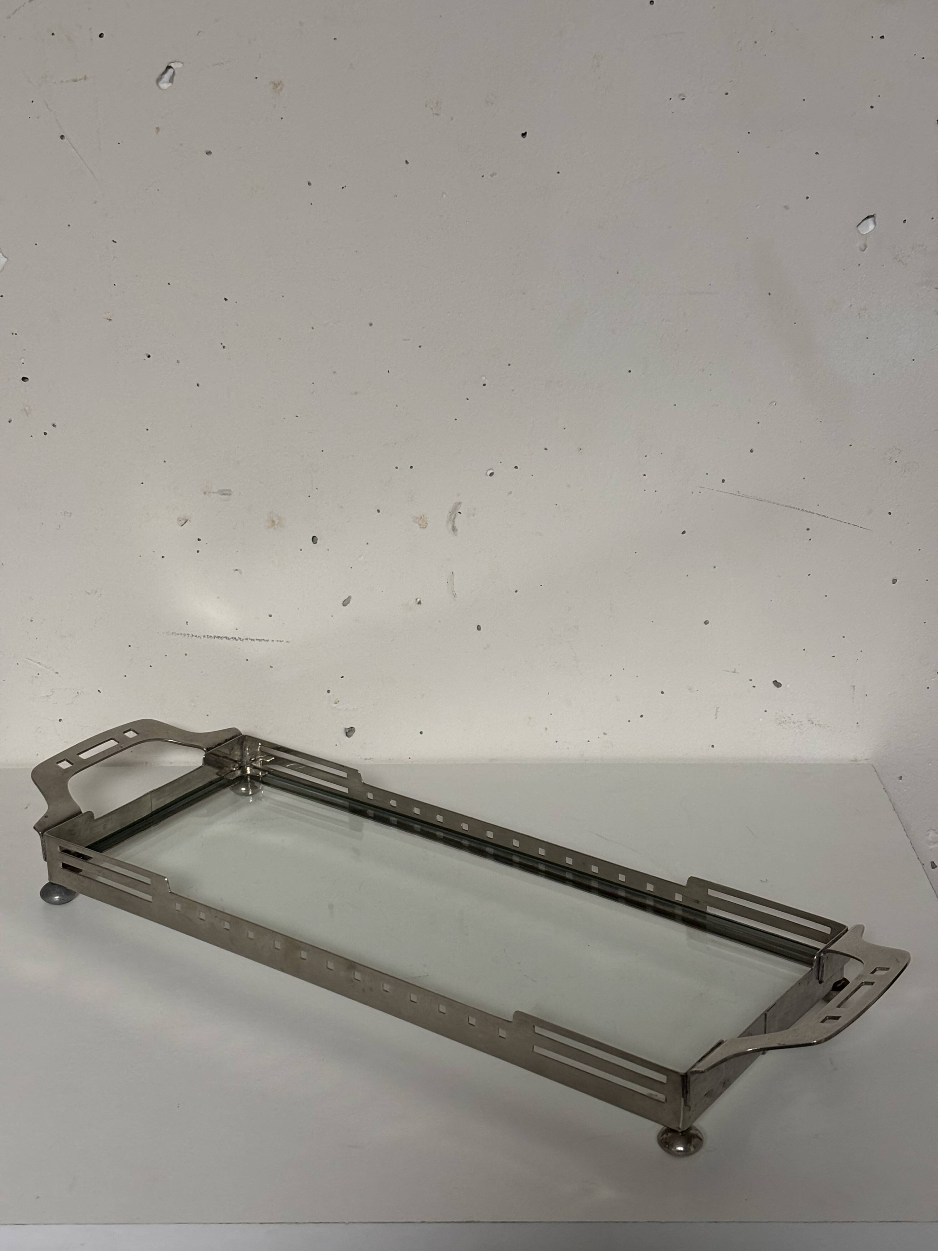 Art Nouveau style Hoffmann-style glass tray, Ofner design, 1920