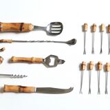 Set of utensils for the aperitif with bamboo handle