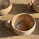 Set of 11 vintage coffee cups, raw matte stoneware H11