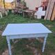 Old patinated blue bistro farmhouse table - 1.2m