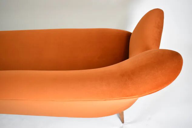 Three-seater velvet sofa, Germany 1960s, rusted, restored.