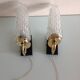 Pair of brass sconces and tulip glass 60