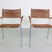 Set of 2 leather Mis B2 RVS armchairs by Tito Agnoli  for Pierantonio Bonacina