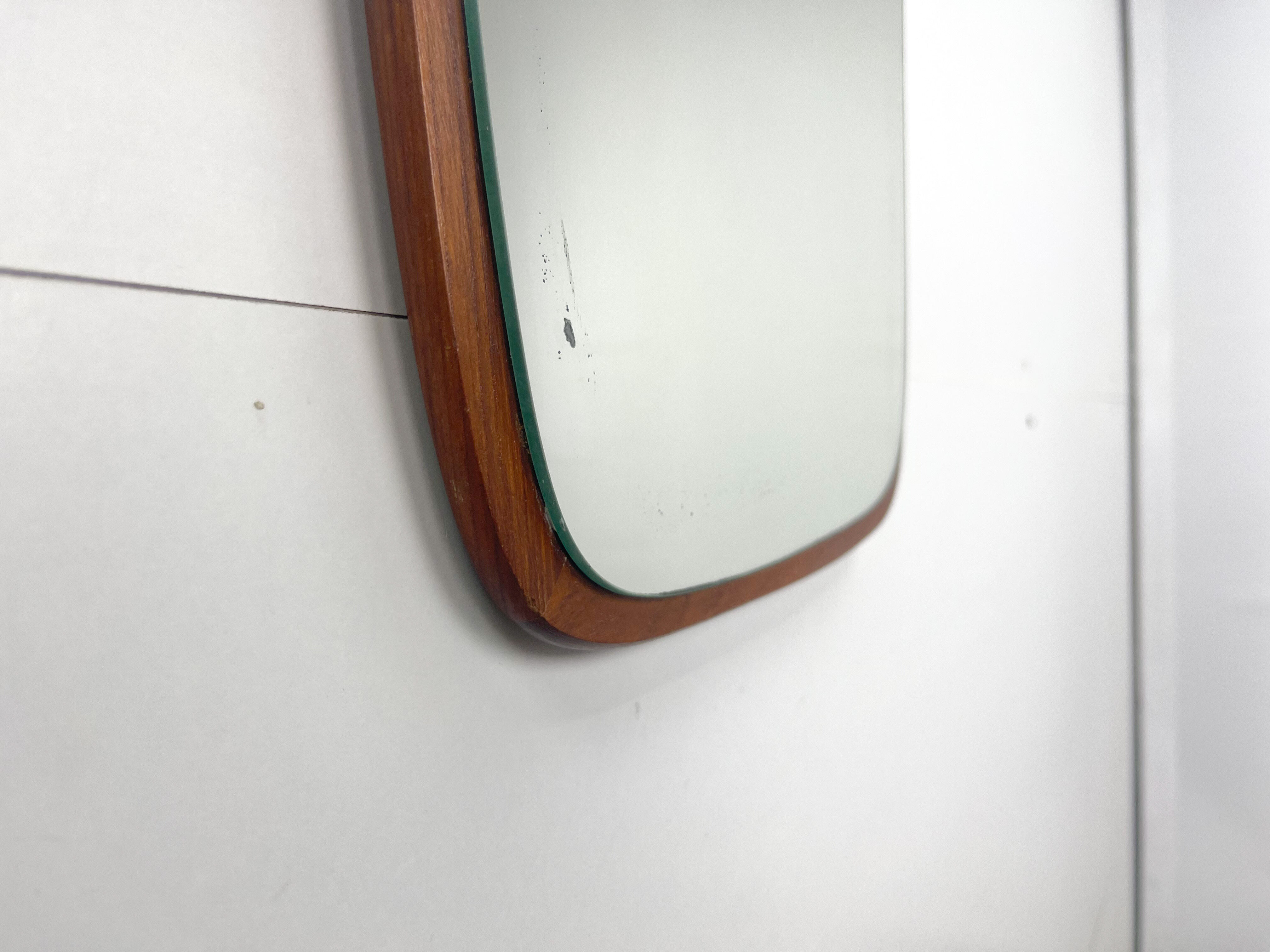 Miroir avec bord en teck de bois