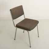Office chair in chromed steel and grey fabric