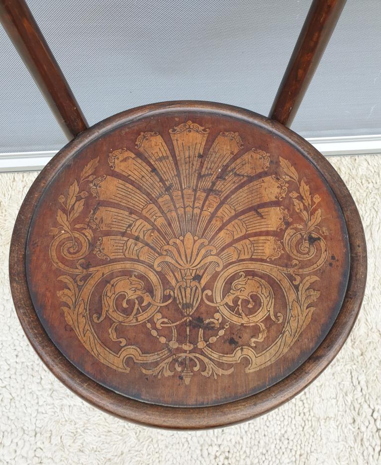 Bistro chair pyroengraved motif 1900 Art Nouveau