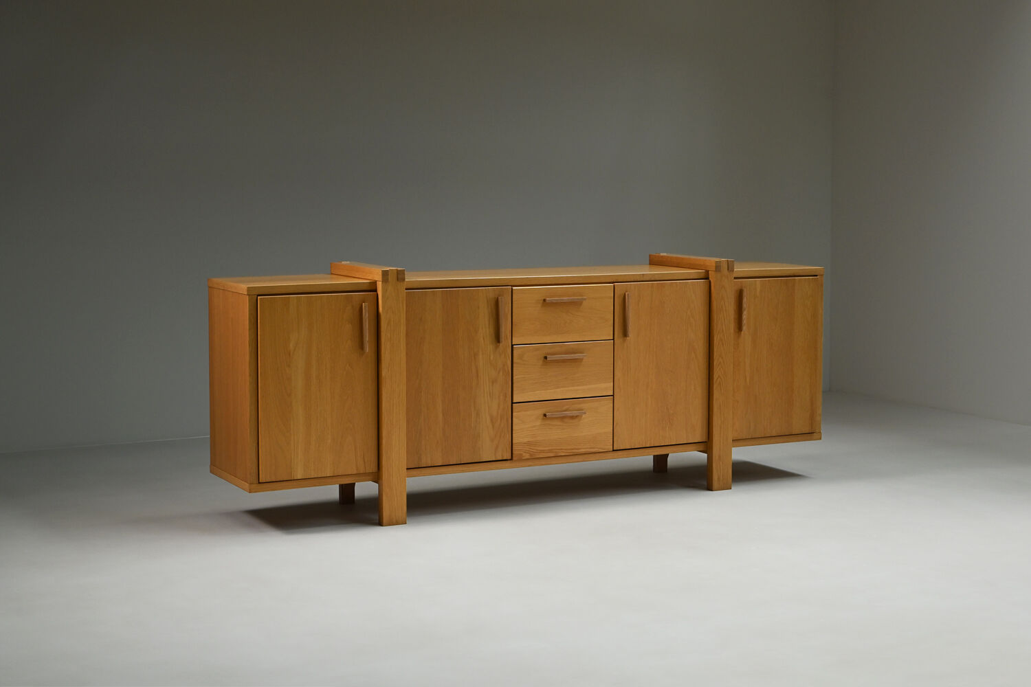 Large brustalist oak sideboard, Belgium.