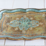 Wooden tray, tea set