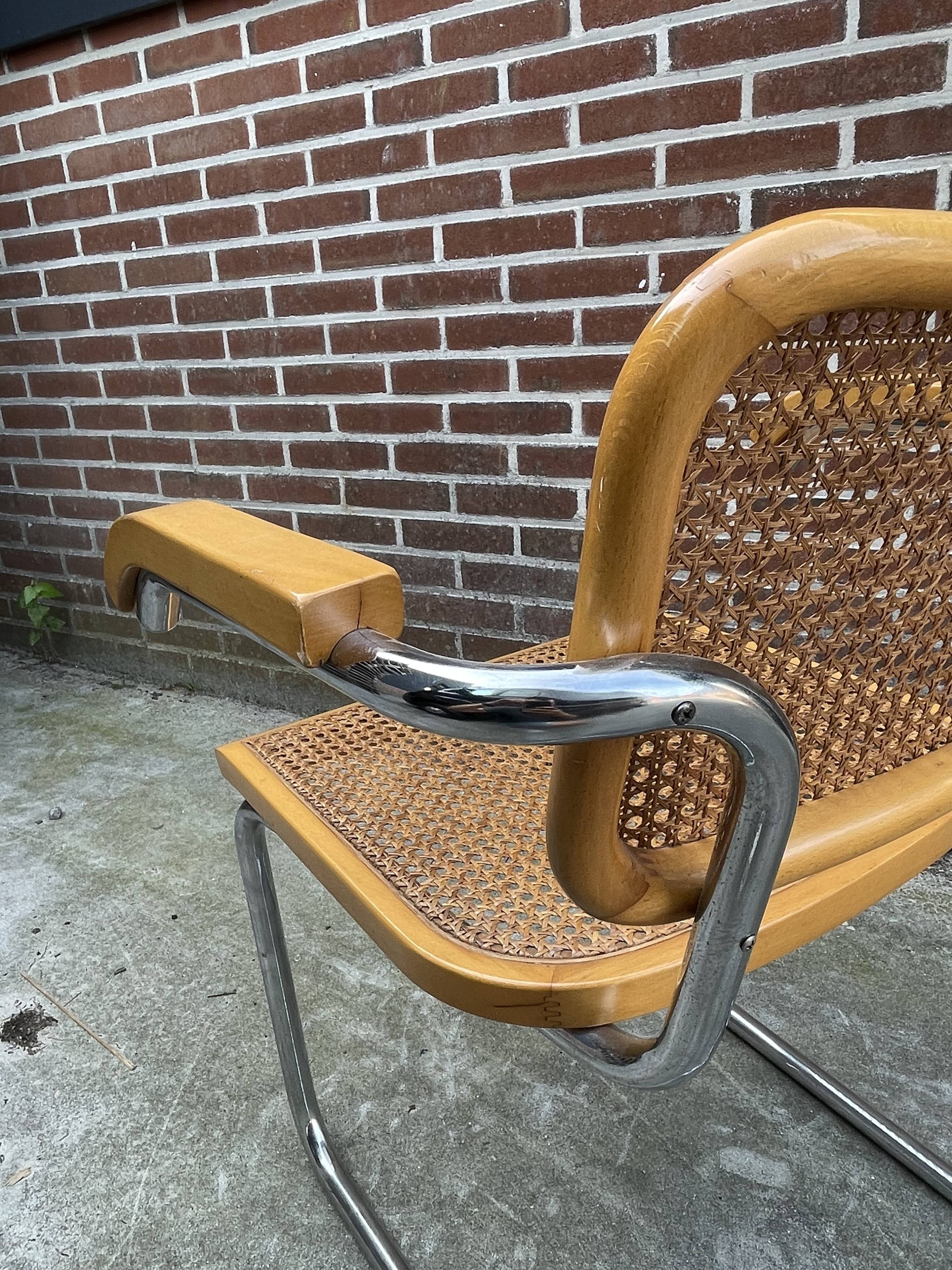 Chair model Cesca by Marcel Breuer with armrests B64