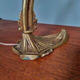 Lampe de bureau art déco en bronze et verre marmoréen, frères Muller, 1920