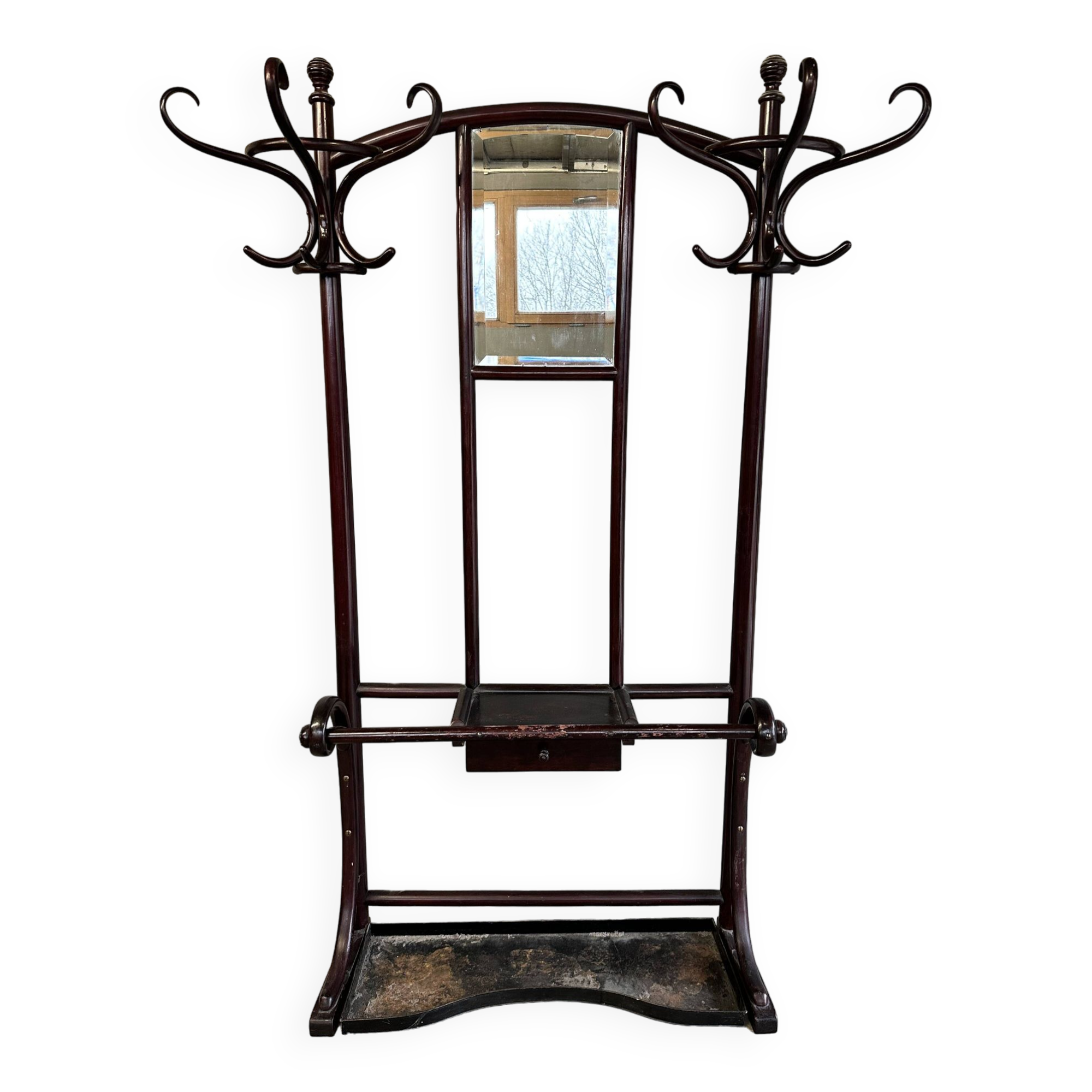 Thonet Coat Rack with Mirror, 1920s