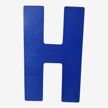 Lettre H d'enseigne vintage en plexiglas bleu