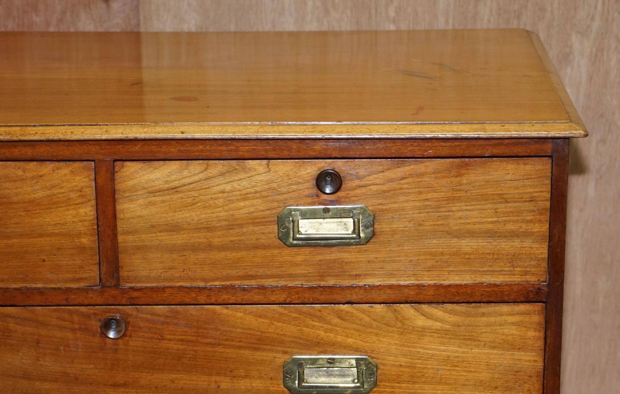 Victorian military commode in patinated walnut.