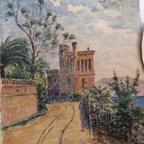 Set of 4 watercolors 1920 cannes, l. bruel, le suquet la corniche island st honorat bay alpes maritimes 06