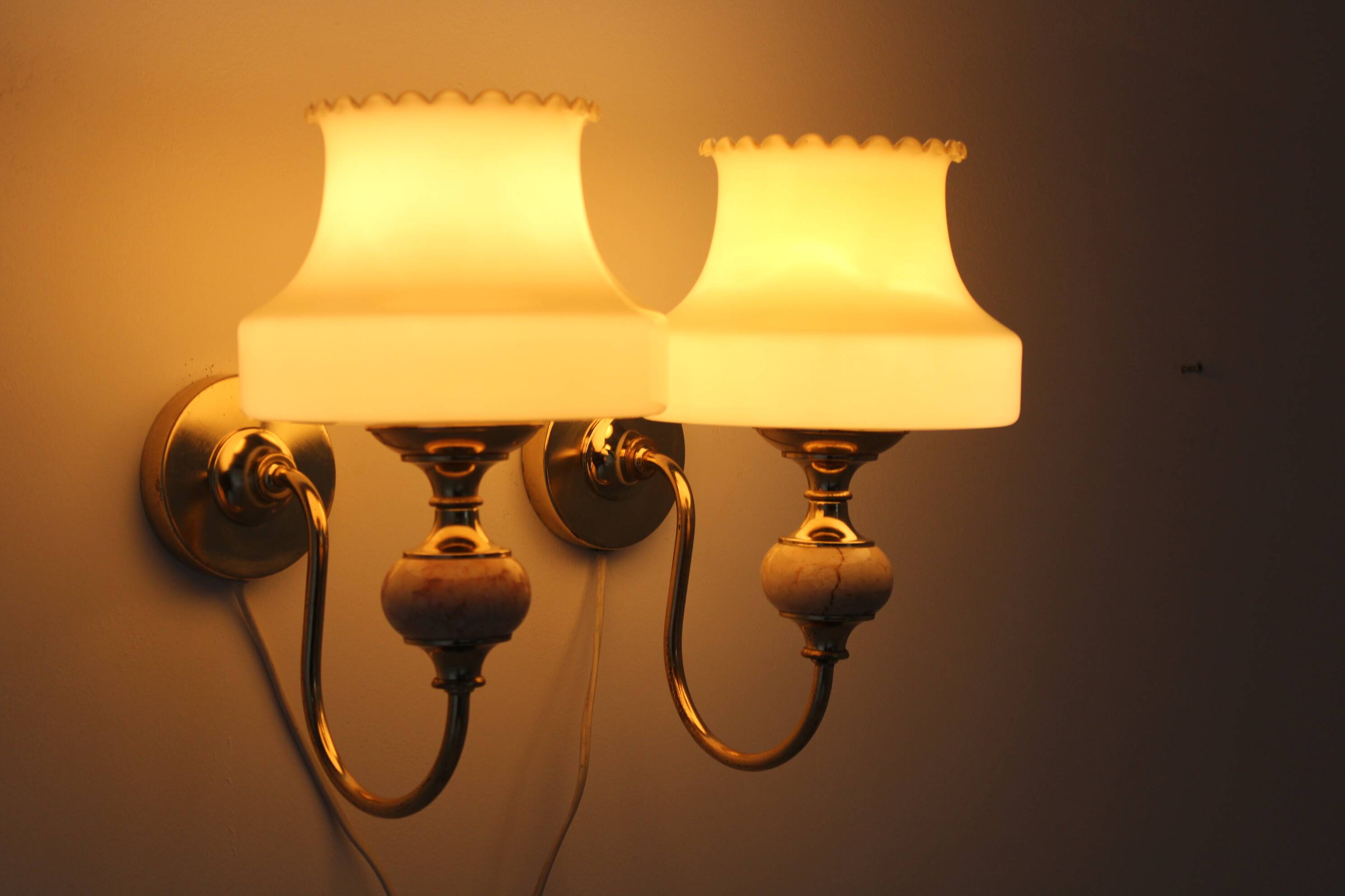 1970s Pair of Wall Lamps, Czechoslovakia