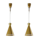 Pair of Scandinavian diabolo suspensions brass