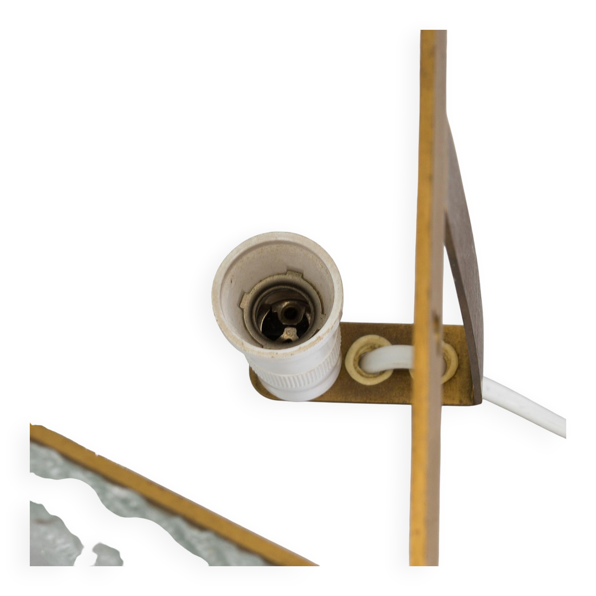 Orrefors Wall Sconces / Wall Lanterns Glass and Brass. Sweden 1960.