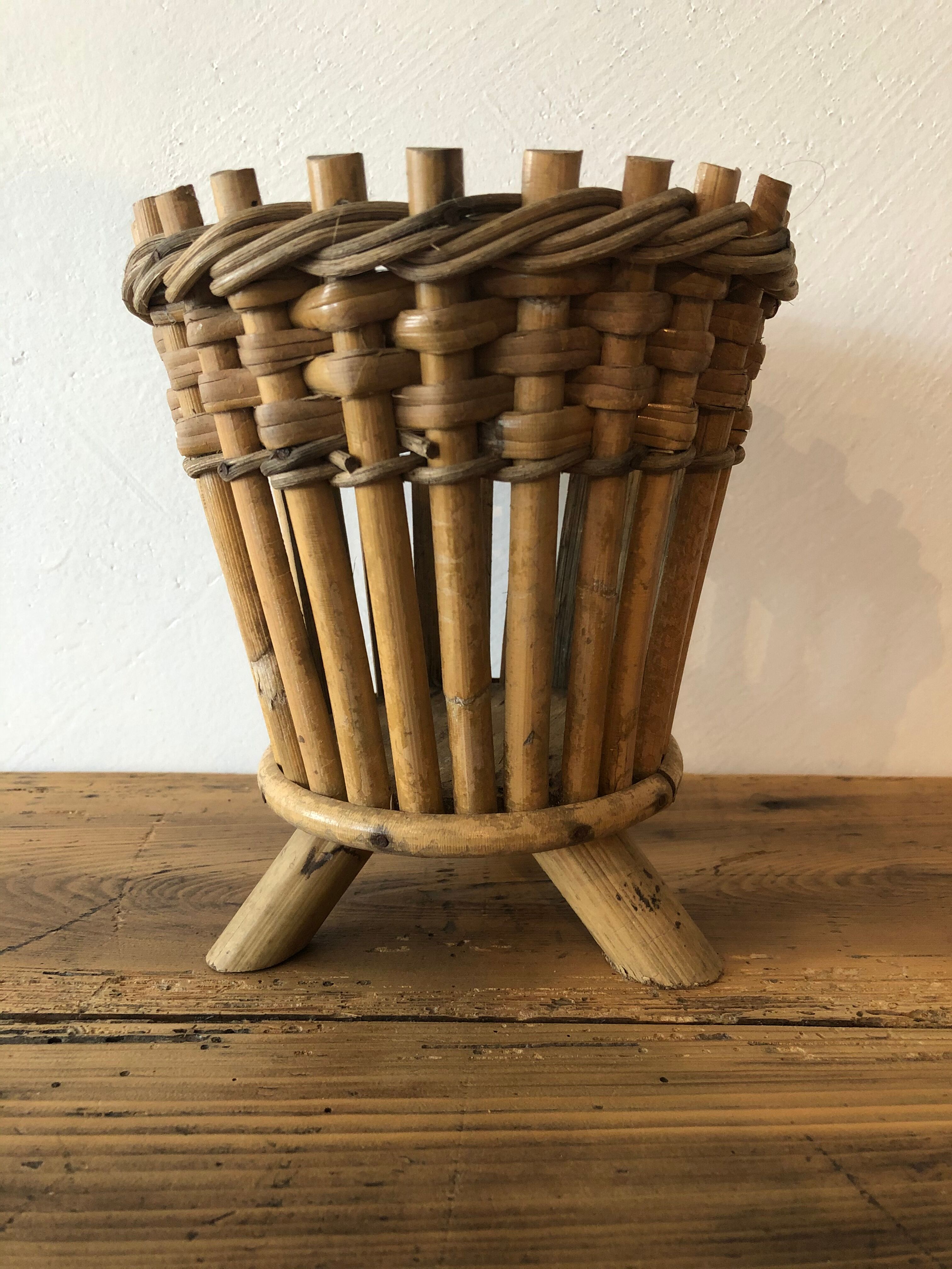 Vintage rattan pot cover