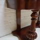 Biedermeier mahogany wall console table or desk with leather inlay top and drawer