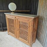 Support buffet in solid pine, zinc top, late 19th century.