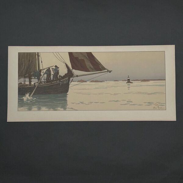 Lithographie par Henri Rivière La Féérie des Heures - Le Calme Plat