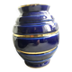 Large vintage blue and gold ceramic vase