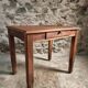 Vintage French walnut writing desk, 1950s Art Deco style, table with drawer, compact desk or side table