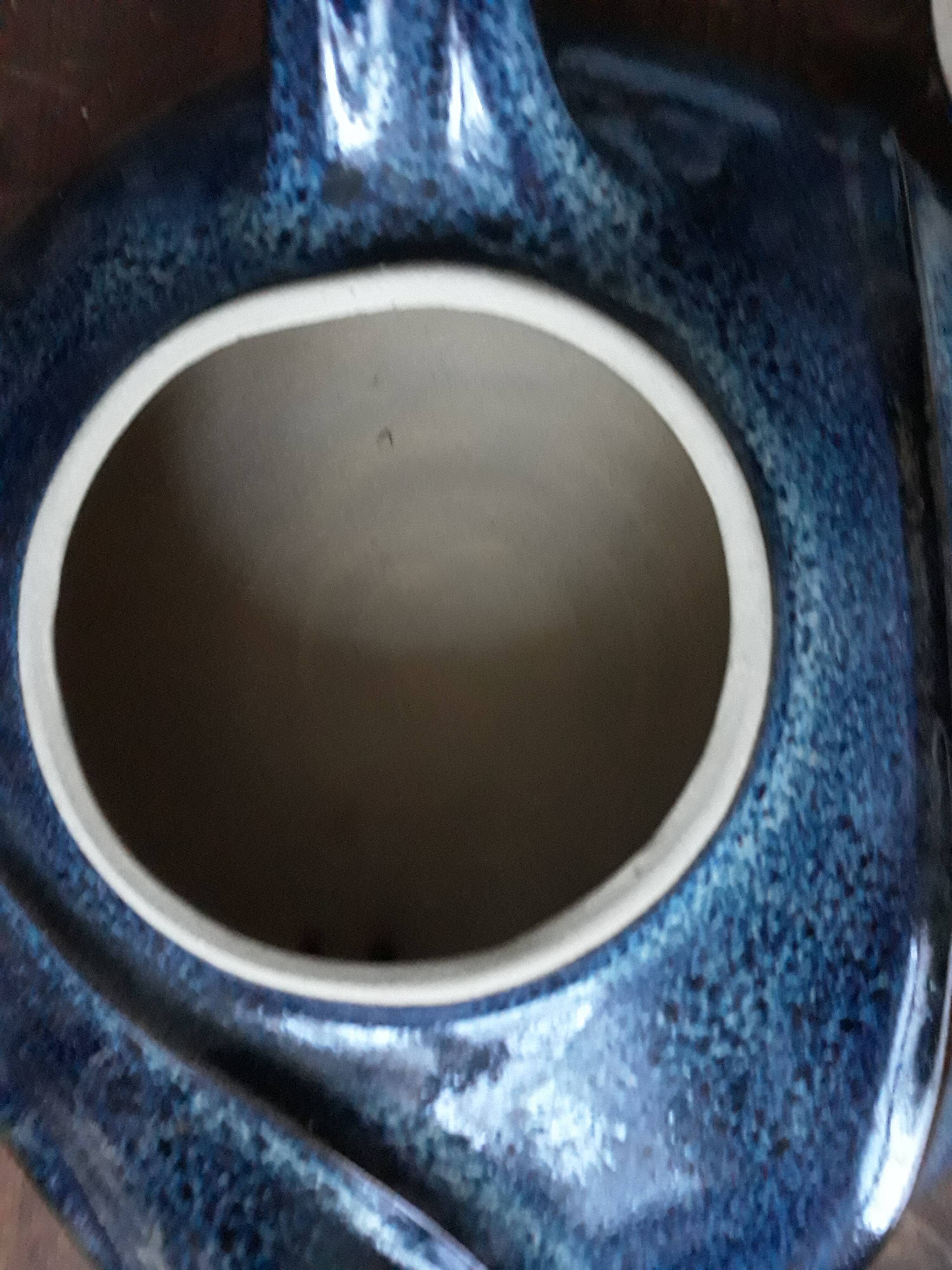 Large teapot in blue glazed Earth
