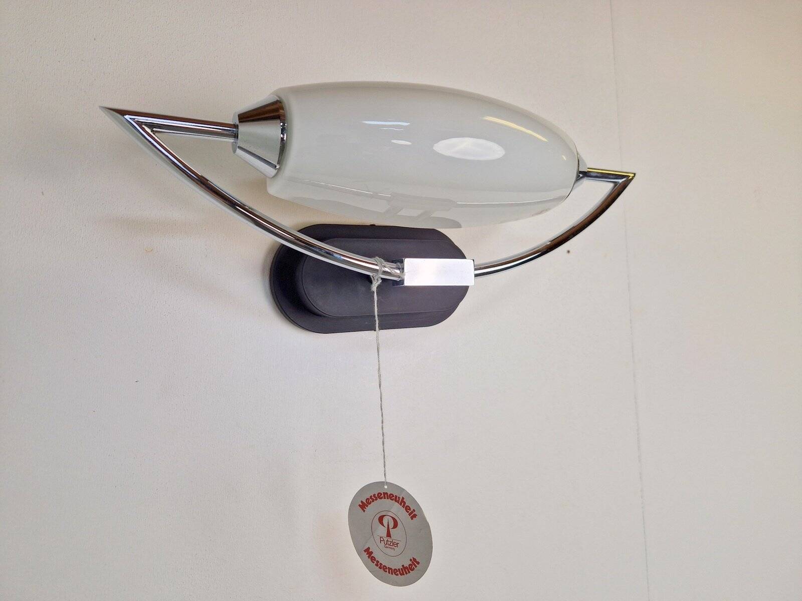 Vintage Bolero Wall Lamp in White Glass by Dieter Sieger for Peill & Putzler, Germany, 1970s