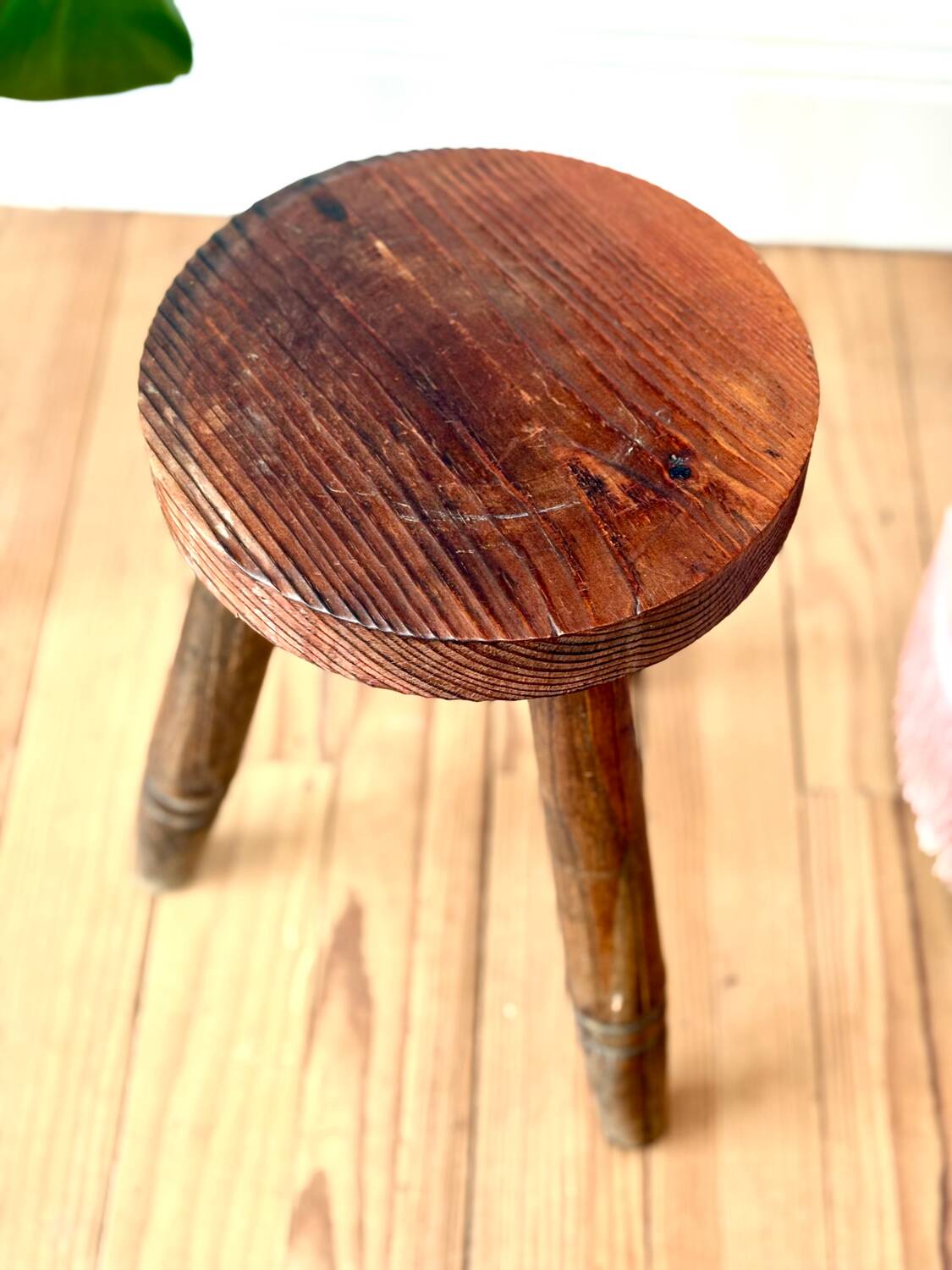 Vintage wooden tripod stool