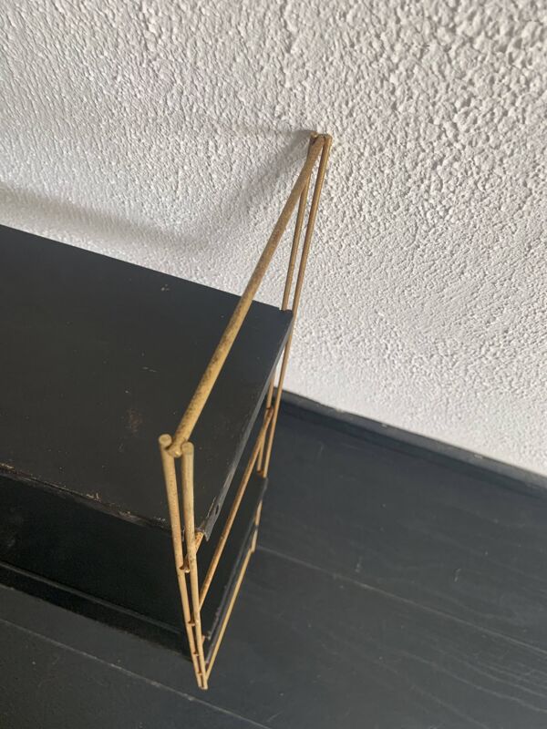 Etagère vintage 1960 String murale noir doré - 60 x 48 cm