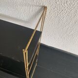 Vintage 1960 String wall shelf black and gold - 60 x 48 cm