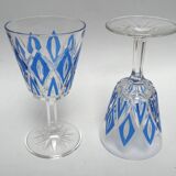 6 water glasses VMC Reims Harlequin blue