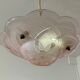Art deco pink glass ceiling chandelier signed <Degue around 1930