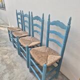 4 chaises paillées anciennes de style provençale