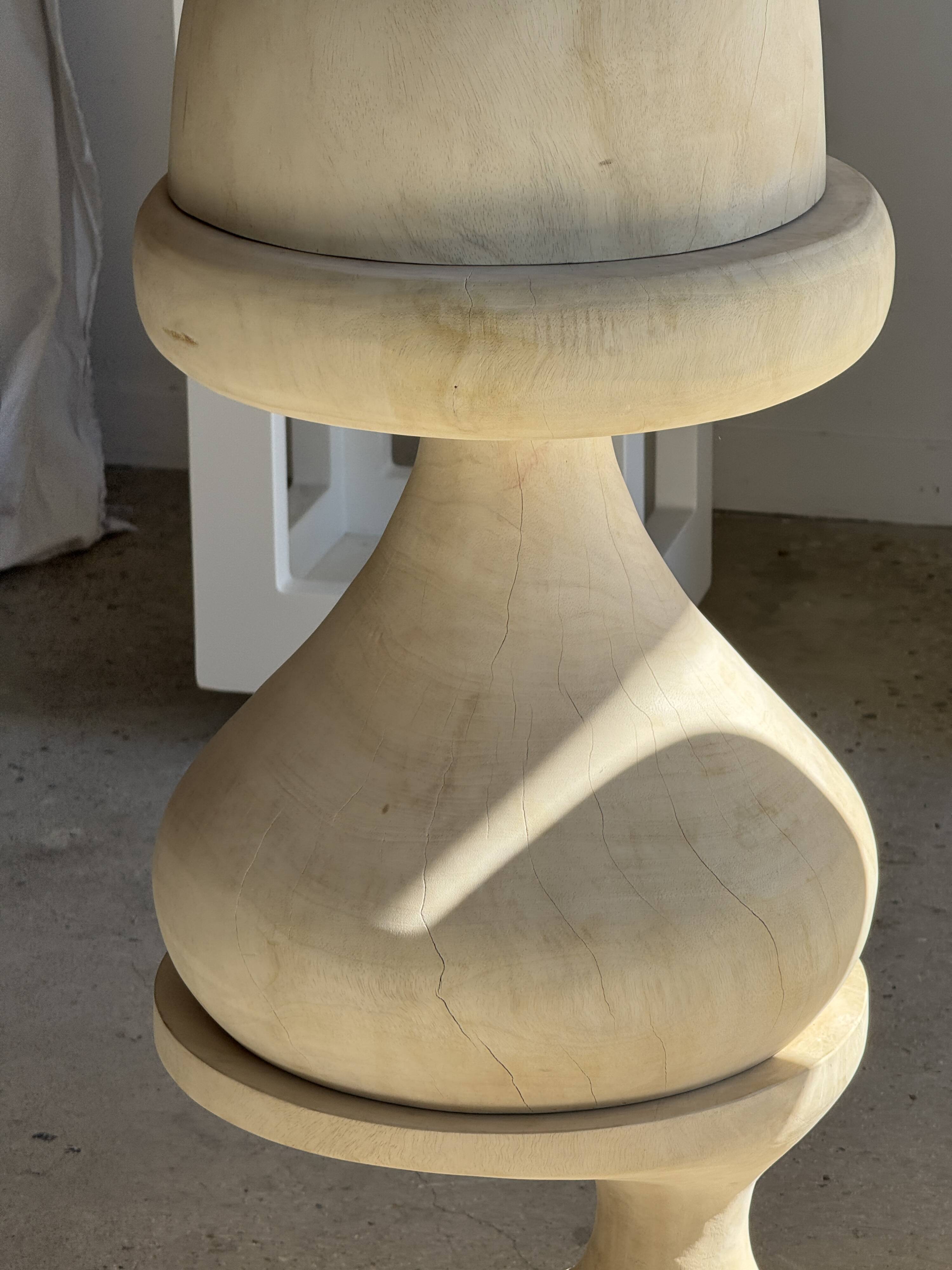 Pawn Bleach - Stool, side table, end table in solid mango wood
