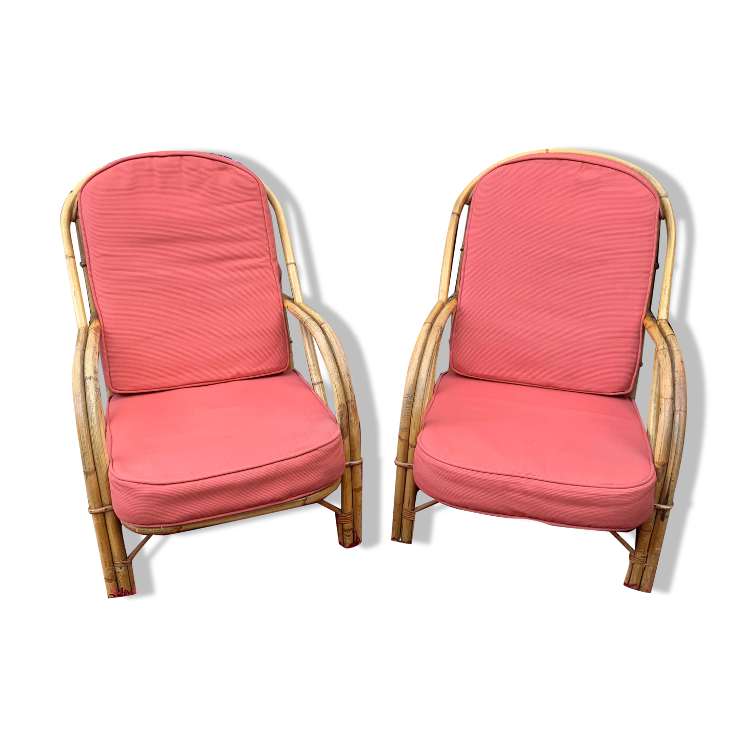 Pair of rattan chairs with cushions Audoux Minnet