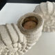 Vintage stone shell candlestick pair