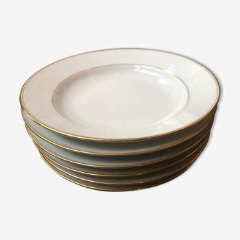 6 hollow plates and fine porcelain, lined with gold