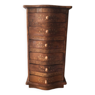 Meuble chiffonnier marqueterie ancien artisanal